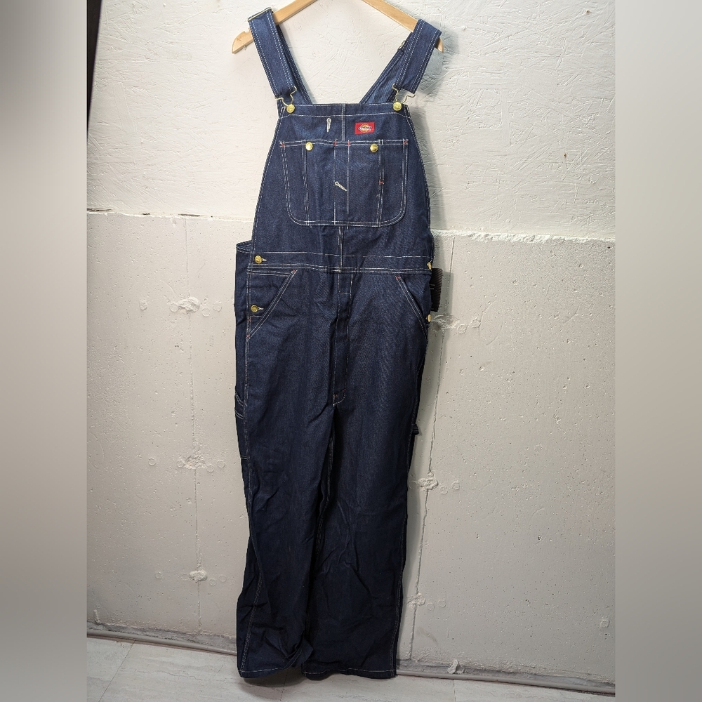 NEW WITH TAGS Dickies Indigo Bib Denim Overalls Size 36x30  DARK WASH DENIM JEAN